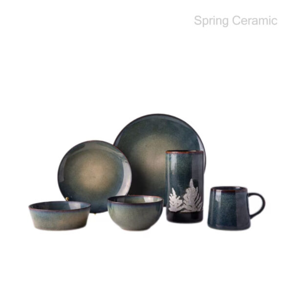 Stoneware Reactive Glaze Dinner Set - Image 6